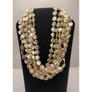 Multi Strand Beaded Necklace Gold Tone Clasp Layered Collar